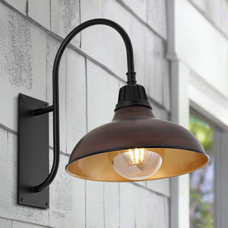 Carson 12.25" Farmhouse Industrial Indoor/Outdoor Iron LED Gooseneck Arm Outdoor Sconce