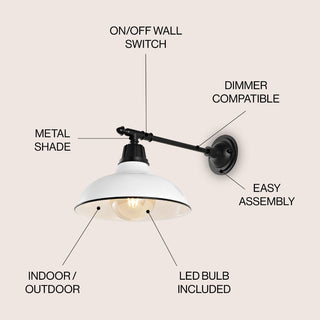 Tarif 12.25" Farmhouse Industrial Indoor/Outdoor Iron LED Victorian Arm Outdoor Sconce