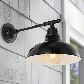 Tarif 12.25" Farmhouse Industrial Indoor/Outdoor Iron LED Victorian Arm Outdoor Sconce