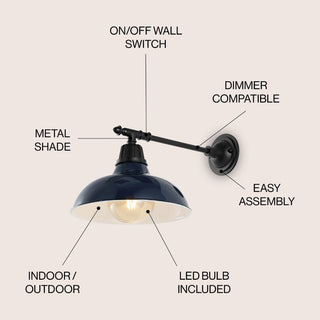 Tarif 12.25" Farmhouse Industrial Indoor/Outdoor Iron LED Victorian Arm Outdoor Sconce