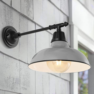 Tarif 12.25" Farmhouse Industrial Indoor/Outdoor Iron LED Victorian Arm Outdoor Sconce