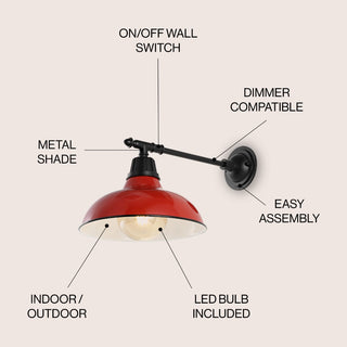 Tarif 12.25" Farmhouse Industrial Indoor/Outdoor Iron LED Victorian Arm Outdoor Sconce