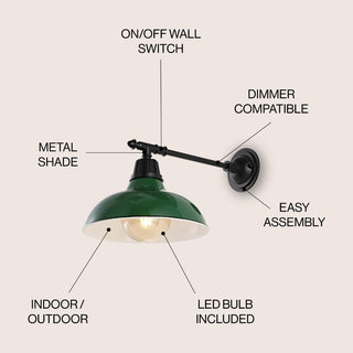 Tarif 12.25" Farmhouse Industrial Indoor/Outdoor Iron LED Victorian Arm Outdoor Sconce