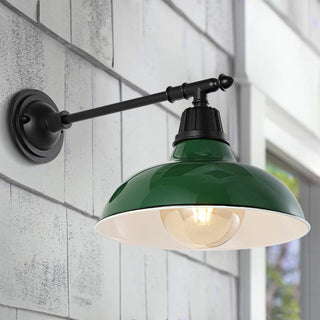 Tarif 12.25" Farmhouse Industrial Indoor/Outdoor Iron LED Victorian Arm Outdoor Sconce