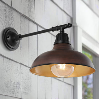 Tarif 12.25" Farmhouse Industrial Indoor/Outdoor Iron LED Victorian Arm Outdoor Sconce