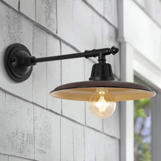 Southport 12" Farmhouse Industrial Indoor/Outdoor Iron LED Victorian Arm Outdoor Sconce