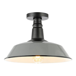 Yasu 14" Classic Industrial Indoor/Outdoor Iron LED Semi Flush Mount