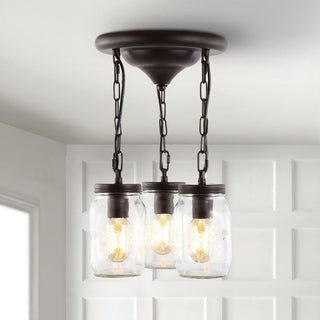 Simon 11" Farmhouse Industrial Iron Mason Jar LED Semi Flush Mount