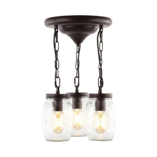 Simon 11" Farmhouse Industrial Iron Mason Jar LED Semi Flush Mount