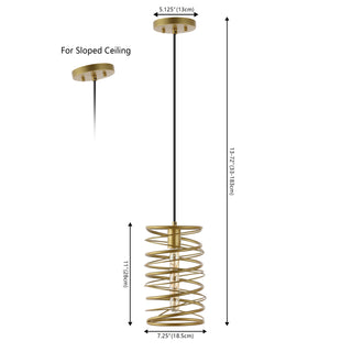 Spiral 7.25" Modern Contemporary Iron Spiral LED Pendant