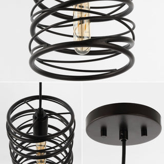 Spiral 7.25" Modern Contemporary Iron Spiral LED Pendant