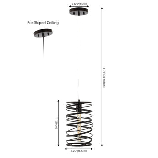 Spiral 7.25" Modern Contemporary Iron Spiral LED Pendant