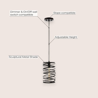 Spiral 7.25" Modern Contemporary Iron Spiral LED Pendant