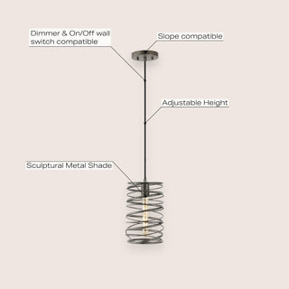 Spiral 7.25" Modern Contemporary Iron Spiral LED Pendant