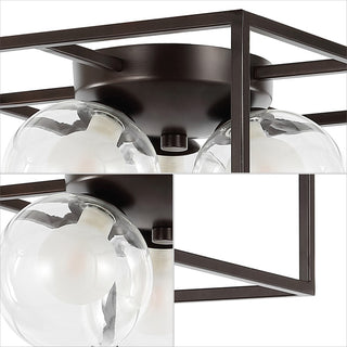 Laurel 14" 3-Light Modern Farmhouse Metal/Iron Open-Caged LED Flush Mount