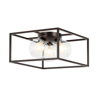 Laurel 14" 3-Light Modern Farmhouse Metal/Iron Open-Caged LED Flush Mount