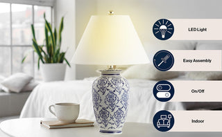 Trumpet 26.25" Chinoiserie Ceramic LED Table Lamp