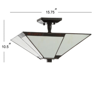 Pea 15.7" Tiffany-Style Glass/Metal LED Semi-Flush Mount