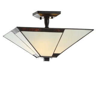 Pea 15.7" Tiffany-Style Glass/Metal LED Semi-Flush Mount