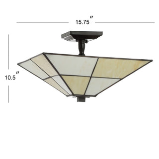 Tulip 15.7" Tiffany-Style Glass/Metal LED Semi-Flush Mount