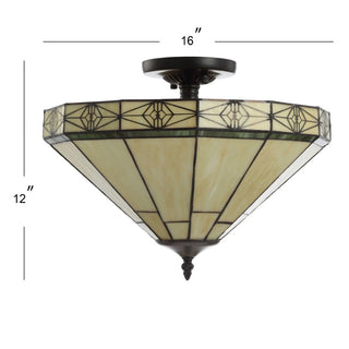 Vinca 16" Tiffany-Style Glass/Metal LED Semi-Flush Mount