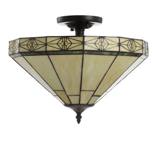 Vinca 16" Tiffany-Style Glass/Metal LED Semi-Flush Mount