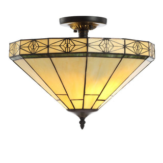 Vinca 16" Tiffany-Style Glass/Metal LED Semi-Flush Mount