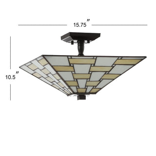 Wisteria 15.7" Tiffany-Style Glass/Metal LED Semi-Flush Mount