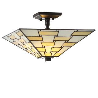 Wisteria 15.7" Tiffany-Style Glass/Metal LED Semi-Flush Mount