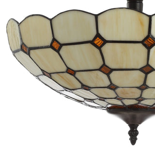 Yarrow 16" Tiffany-Style Glass/Metal LED Semi-Flush Mount