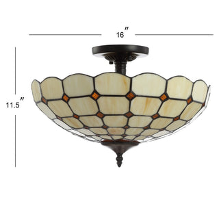 Yarrow 16" Tiffany-Style Glass/Metal LED Semi-Flush Mount