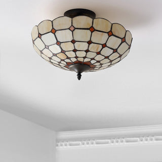 Yarrow 16" Tiffany-Style Glass/Metal LED Semi-Flush Mount