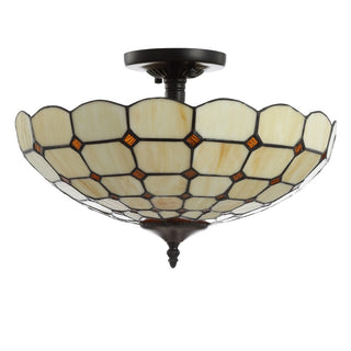 Yarrow 16" Tiffany-Style Glass/Metal LED Semi-Flush Mount