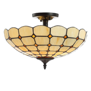 Yarrow 16" Tiffany-Style Glass/Metal LED Semi-Flush Mount