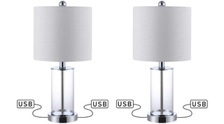 Eprif 21" Glass Modern Contemporary USB Charging LED Table Lamp, Set of 2