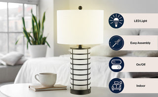 Colton Classic 27" Modern Industrial Iron Nightlight LED Table Lamp with USB Charging Port