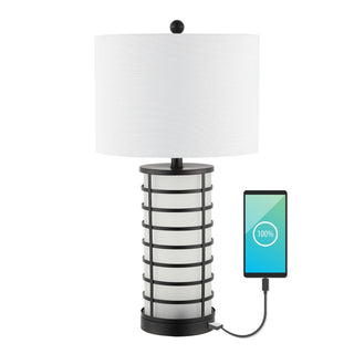 Colton Classic 27" Modern Industrial Iron Nightlight LED Table Lamp with USB Charging Port