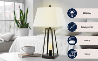 Dungoo 28.5" Classic Industrial Iron Nightlight LED Table Lamp with USB Charging Port