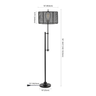 Indy Mesh 64.5" Modern Industrial Iron Height-Adjustable LED Floor Lamp