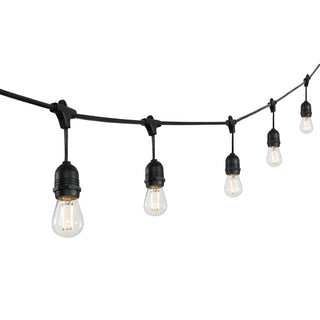 Friv 15-Light Indoor/Outdoor 48 ft. Rustic Industrial LED S14 Edison Bulb String Lights, Black