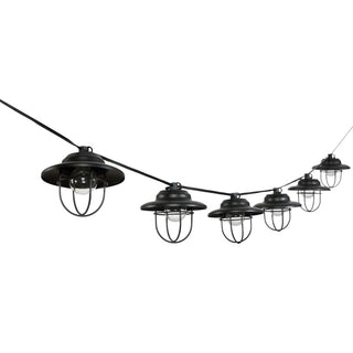 Milta 10-Light Indoor/Outdoor 10 ft. Rustic Farmhouse Incandescent G40 Metal Cage Shade String Lights, Black