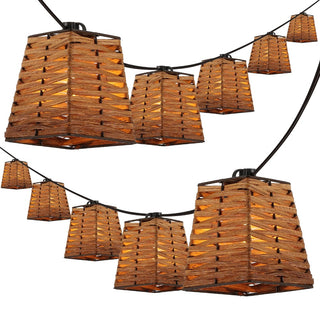 Lampat 10-Light Indoor/Outdoor 10 ft. Classic Vintage Incandescent G40 Square Bamboo Shaded String Lights