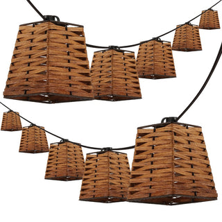 Lampat 10-Light Indoor/Outdoor 10 ft. Classic Vintage Incandescent G40 Square Bamboo Shaded String Lights