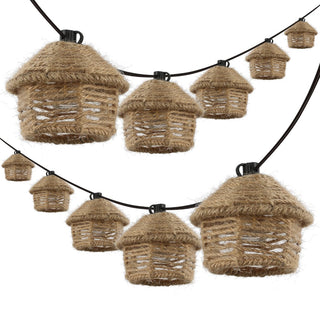 Vigdur 10-Light Indoor/Outdoor 10 ft. Mid-Century Vintage Incandescent G40 Tiki Hut Hemp Rope Shaded String Lights