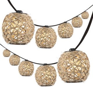 Arbrac 10-Light Indoor/Outdoor 10 ft. Rustic Coastal Incandescent C7 Globe Hemp Rope Shaded String Lights