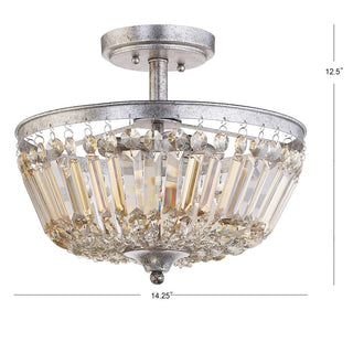 Alina 14.2" 3-Light Crystal / Metal LED Semi-Flush Mount