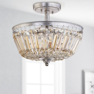 Alina 14.2" 3-Light Crystal / Metal LED Semi-Flush Mount