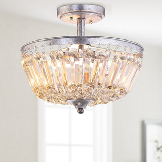 Alina 14.2" 3-Light Crystal / Metal LED Semi-Flush Mount