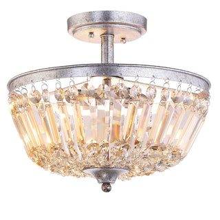 Alina 14.2" 3-Light Crystal / Metal LED Semi-Flush Mount