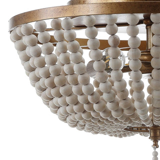 Mila 15" Wood Beaded/Metal LED Flush Mount